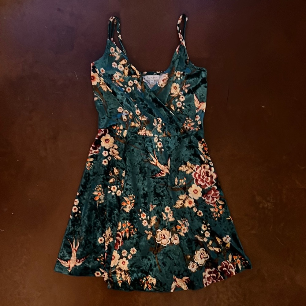 NWT Forever 21 Velvet Emerald Skater Dress